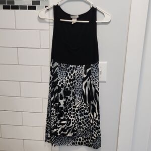 Body Central Black and White Animal Print Midi Dress